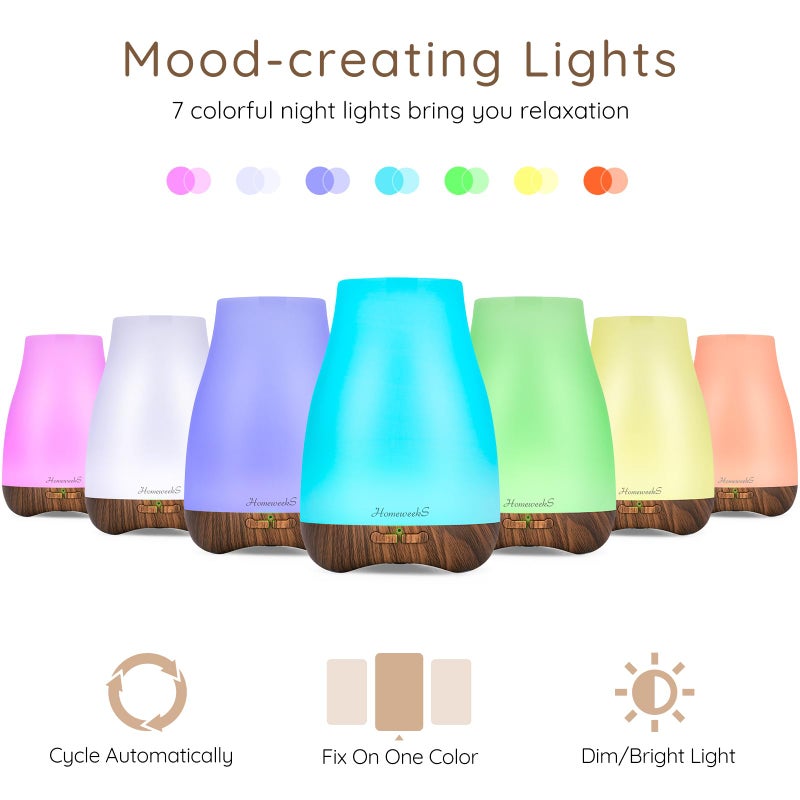 Homeweeks Aromatherapy Essential Oil Diffuser for Room: Air Humidifier Aroma Scent Cool Mist Diffusers Colorful Light Cute Mini Small Waterless Auto Off Ultrasonic for Home Bedroom - Image 4